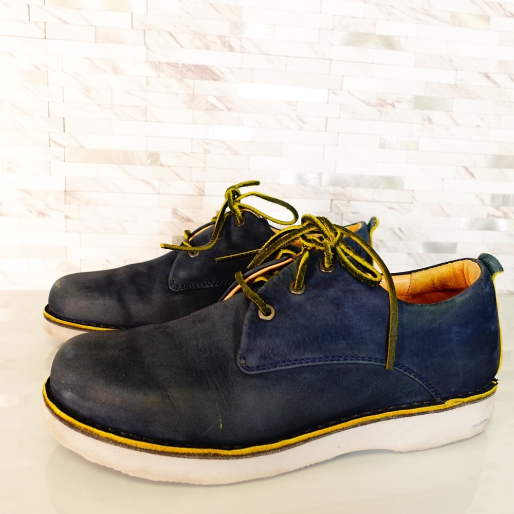 Samuel Hubbard Shoes Leather 9.5 Sneakers Blue Lace Up Casual‎ Work Navy